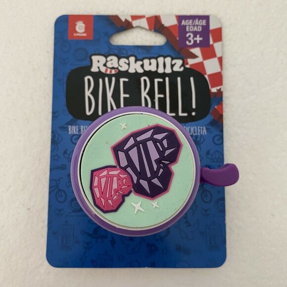 Bike Bell Pink Purple Double HEARTs C-PREME RASKULLZ New girls - Picture 2 of 3